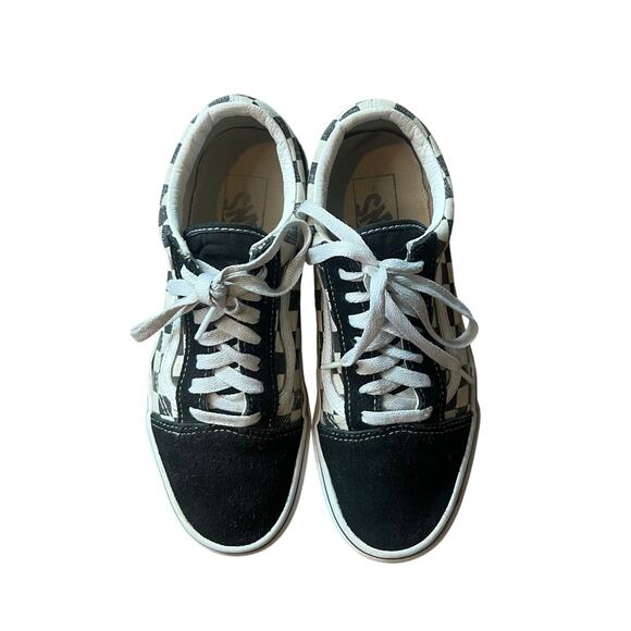 Black White Checkered Low Top Vans Size 6 Men’s Size 7.5 Women - Picture 3 of 11